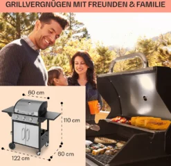 Klarstein Gasgrill Mit Großer Grillfläche, Gasgrill Mit 3 Brenner, 10,8 KW Edelstahl-Gasgrill, BBQ Gasgrill Für Balkon & Garten, Grill Für Propangas, Gasgrills Mit Seitentischen & Thermometer -Günstiges Laube Lust Geschäft 003a3b9e0ca9215920e470c96a4319c4