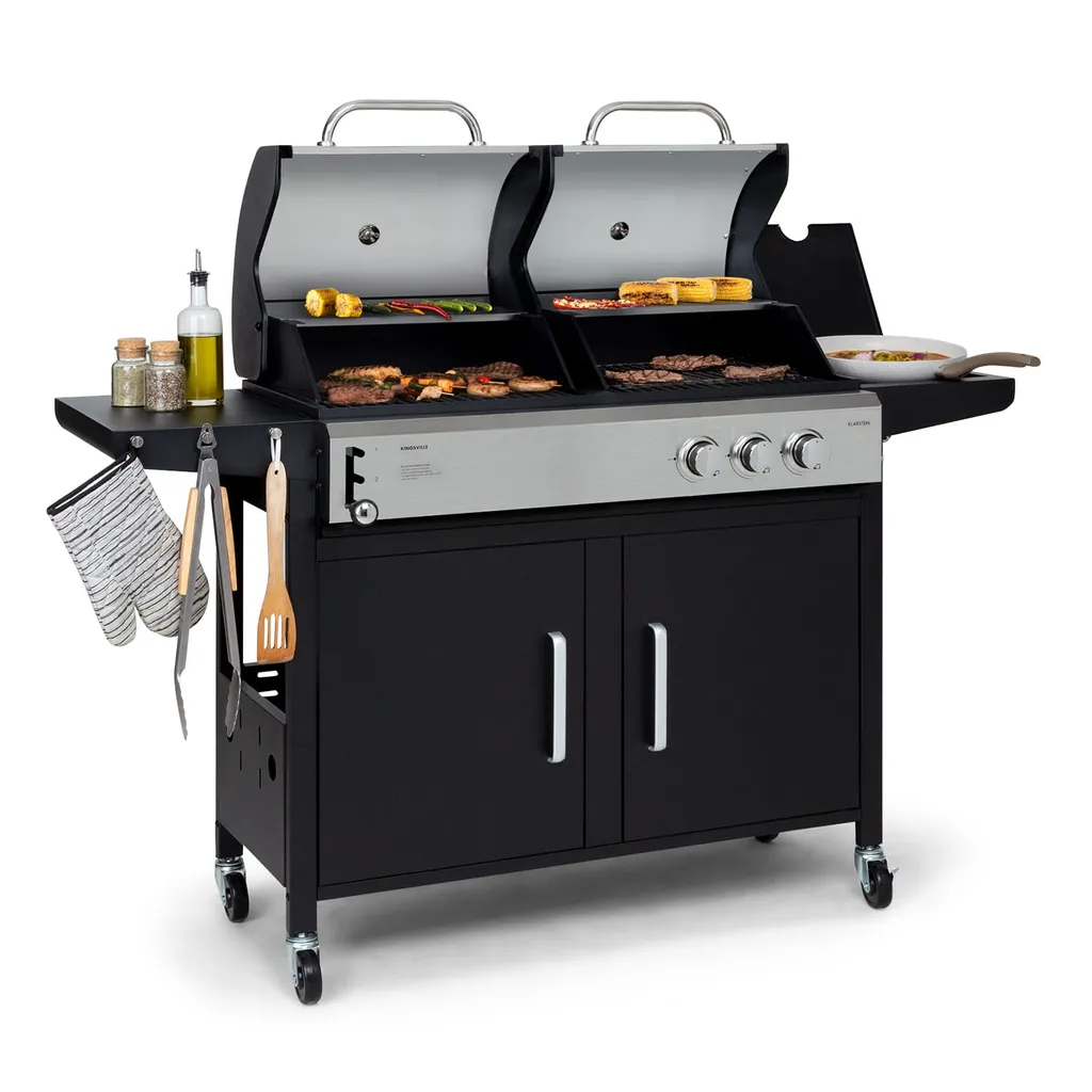 Klarstein Gasgrill Mit Kochplatte, Seitenbrenner Gasgrill Mit 3 Brenner, 8,1kW Edelstahl-Gasgrill, BBQ Gasgrill Für Balkon & Garten, Grill Für Gas & Kohle, Gasgrills Mit Thermometer 3 Klarstein Gasgrill Mit Kochplatte, Seitenbrenner Gasgrill Mit 3 Brenner, 8,1kW Edelstahl-Gasgrill, BBQ Gasgrill Für Balkon & Garten, Grill Für Gas & Kohle, Gasgrills Mit Thermometer