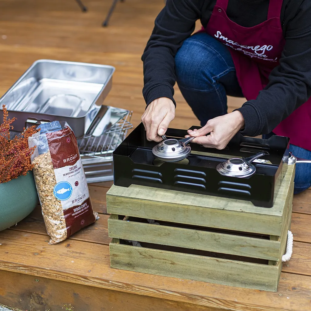 Tischräucherofen Edelstahl Räucherofen Smoker Mit Thermometer X2 Brenner BROWIN 10 Tischräucherofen Edelstahl Räucherofen Smoker Mit Thermometer X2 Brenner BROWIN – Bild 8