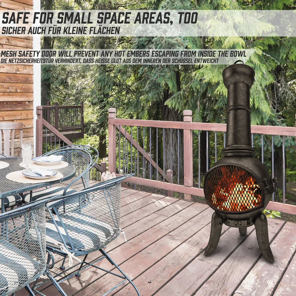 Jago® Terrassenofen Mit Funkenfluggitter - Aus Gußeisen Im Klassischen Design, 108cm Hoch, Inklusive Schürhaken, Funkenschutz - Vintage Gartenofen, Rustikaler Look, Gartenkamin, Feuerstelle, Feuerkorb 8 Jago® Terrassenofen Mit Funkenfluggitter - Aus Gußeisen Im Klassischen Design, 108cm Hoch, Inklusive Schürhaken, Funkenschutz - Vintage Gartenofen, Rustikaler Look, Gartenkamin, Feuerstelle, Feuerkorb – Bild 6