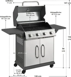 Juskys Gasgrill Kansas Mit 4 Brenner 12 KW, BBQ Grill Mit Gusseisen-Grillrost, Warmhalterost & Thermometer, XL Grillwagen 2 Seitenablagen & 4 Räder 37 Juskys Gasgrill Kansas Mit 4 Brenner 12 KW, BBQ Grill Mit Gusseisen-Grillrost, Warmhalterost & Thermometer, XL Grillwagen 2 Seitenablagen & 4 Räder -Günstiges Laube Lust Geschäft 02bcbc7d9650c9292bf145c50d656ad0