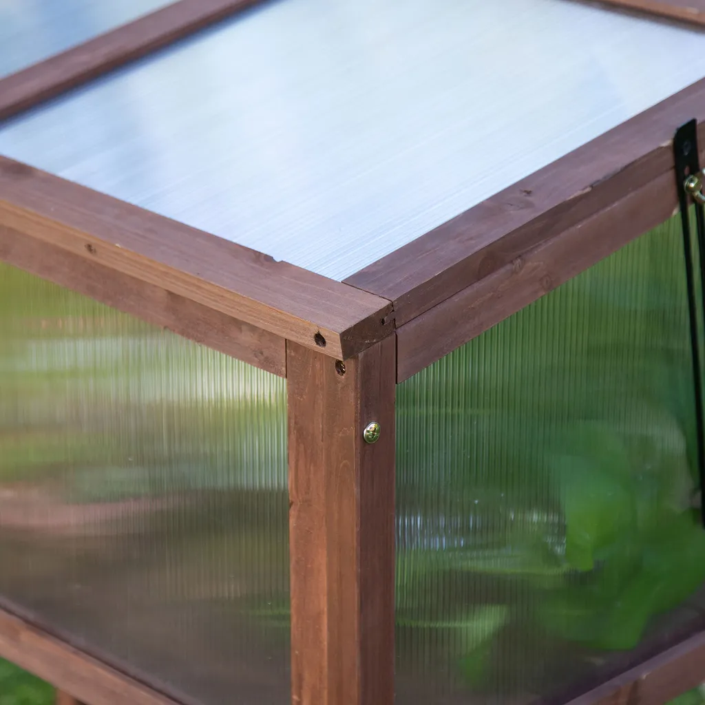 Outsunny Hochbeet Aus Holz Frühbeet Gewächstisch Kräuterbeet Pflanzkasten Für Garten, Balkon Und Terrasse Braun Tannenholz PC-Platte 90 X 50 X 93 Cm 8 Outsunny Hochbeet Aus Holz Frühbeet Gewächstisch Kräuterbeet Pflanzkasten Für Garten, Balkon Und Terrasse Braun Tannenholz PC-Platte 90 X 50 X 93 Cm – Bild 6