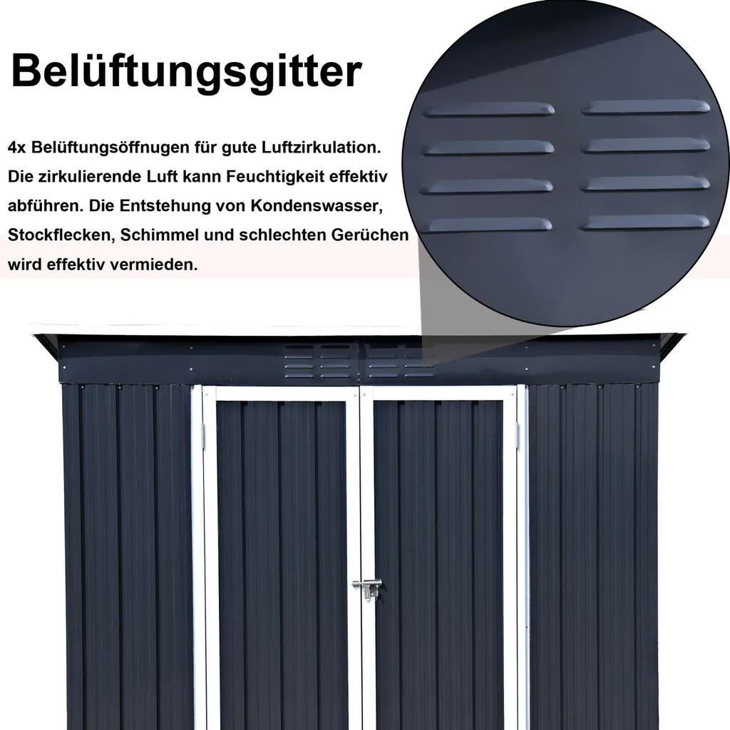 Metall-Gartenhaus Juan, Metall Gartenhaus Juan Geräteschuppen Geräteschrank Gerätehaus Pultdach Doppeltür 9 Metall-Gartenhaus Juan, Metall Gartenhaus Juan Geräteschuppen Geräteschrank Gerätehaus Pultdach Doppeltür – Bild 7