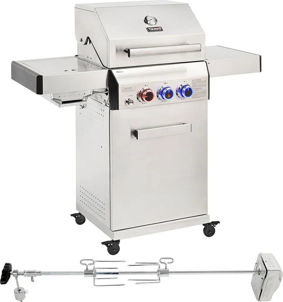 TAINO PLATINUM 2+1 Gasgrill Set Mit Drehspieß Edelstahl Sear-Burner Grillwagen Mit Rotisserie Motor Fleischspieß 3 TAINO PLATINUM 2+1 Gasgrill Set Mit Drehspieß Edelstahl Sear-Burner Grillwagen Mit Rotisserie Motor Fleischspieß