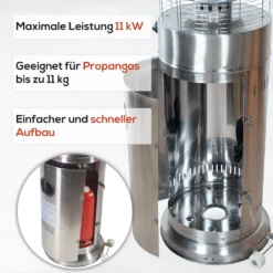 TroniTechnik® Heizstrahler Gas Heizpilz Heizgerät Terrassenheizer Terrassenheizstrahler 11 KW Gasheizstrahler Inkl. Schutzhülle Edelstahl -Günstiges Laube Lust Geschäft 04e6d01e7a06cb286d6cc19f8c7654c8