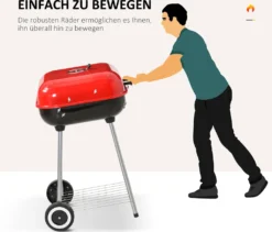 Outsunny Holzkohlegrill Grillwagen Kugelgrill Auf Rollen Ablage Mit Deckel BBQ Metall Rot 46 X 52,5 X 76cm -Günstiges Laube Lust Geschäft 05642b36f661a42c999c65bc8fae5350