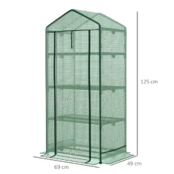 Outsunny Mini-Gewächshaus Anzuchtgewächshaus Mit Folienabdeckung Und 3 Regalböden Regale Rolltür Gemüsebeet Grün 69 X 49 X 125 Cm -Günstiges Laube Lust Geschäft 067197cf913b3c794445fe037a7ac681