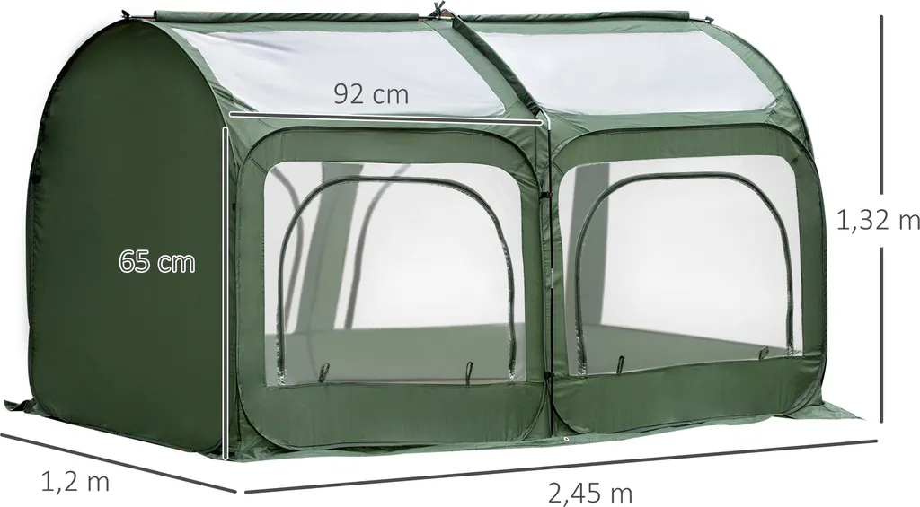 Outsunny Pop-Up Gewächshaus Mit 4 Reißverschlusstüren Treibhaus Tomatenhaus Frühbeet Stahl PVC Transparent 250 X 125 X 135 Cm 7 Outsunny Pop-Up Gewächshaus Mit 4 Reißverschlusstüren Treibhaus Tomatenhaus Frühbeet Stahl PVC Transparent 250 X 125 X 135 Cm – Bild 5