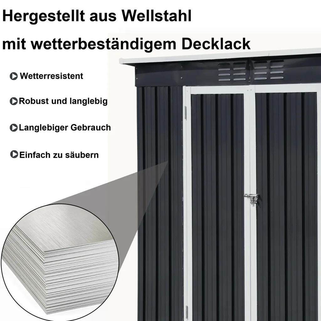 Metall-Gartenhaus Juan, Metall Gartenhaus Juan Geräteschuppen Geräteschrank Gerätehaus Pultdach Doppeltür 10 Metall-Gartenhaus Juan, Metall Gartenhaus Juan Geräteschuppen Geräteschrank Gerätehaus Pultdach Doppeltür – Bild 8