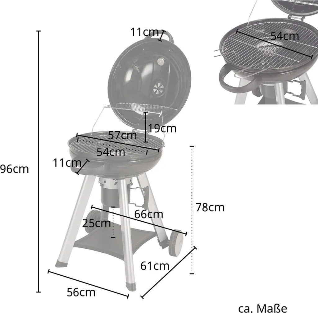 TAINO NEO Holzkohle-Kugelgrill Mit Klappbarem Deckel Kettle-Grill Ø 57 Cm Thermometer Schwarz 5 TAINO NEO Holzkohle-Kugelgrill Mit Klappbarem Deckel Kettle-Grill Ø 57 Cm Thermometer Schwarz – Bild 3