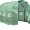 Tectake Foliengewächshaus In Tunnelform Mit 6 Fenstern 343x200x200cm - Grün