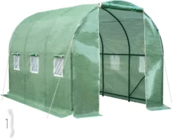 Tectake Foliengewächshaus In Tunnelform Mit 6 Fenstern 343x200x200cm - Grün