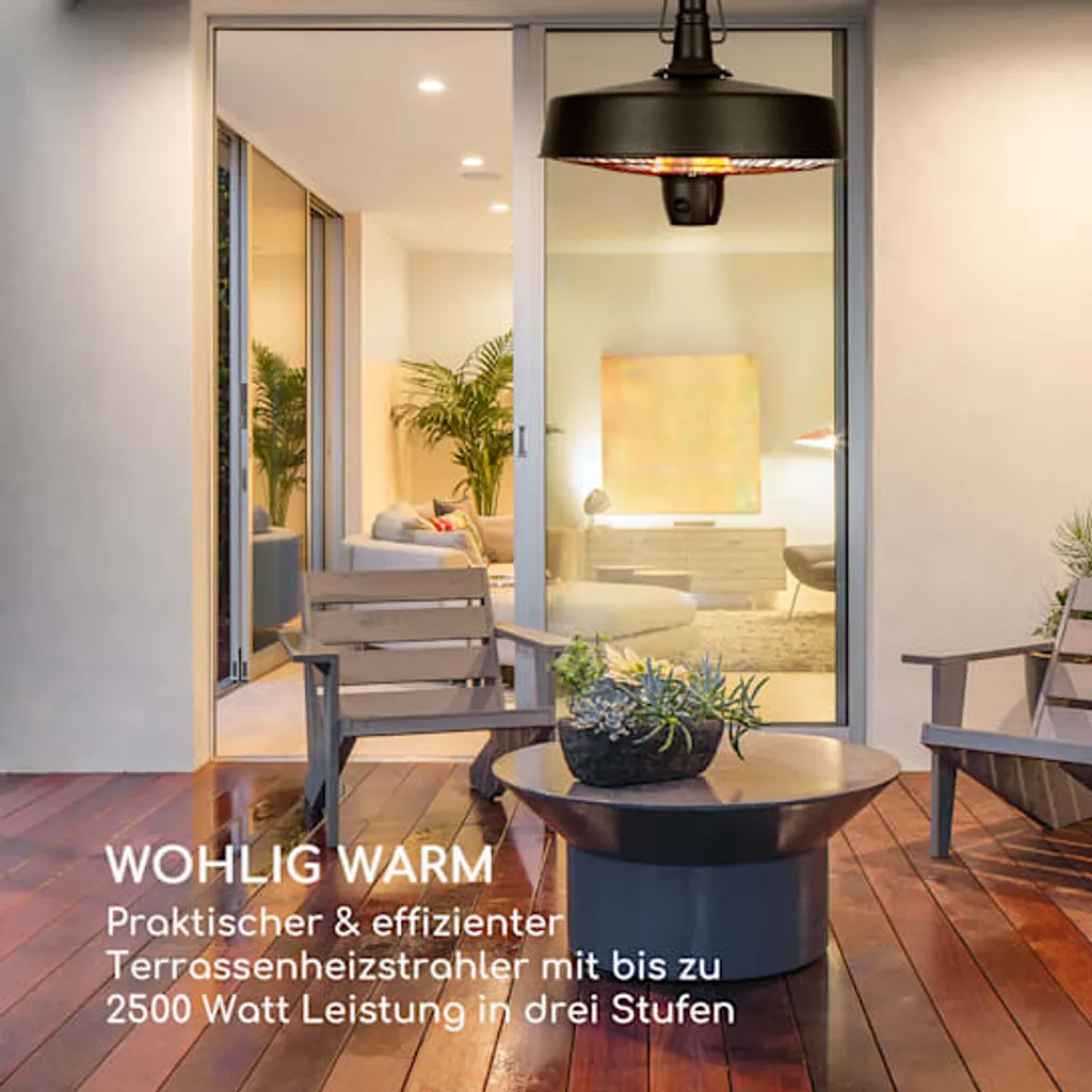 Blumfeldt Camden Heat Deluxe Infrarot-Heizstrahler 2500W , LED , IP24 , Decken-Heizstrahler Im Retro-Design Für Den Außenbereich , Wirkungsbereich: Bis Zu 50 M² 7 Blumfeldt Camden Heat Deluxe Infrarot-Heizstrahler 2500W , LED , IP24 , Decken-Heizstrahler Im Retro-Design Für Den Außenbereich , Wirkungsbereich: Bis Zu 50 M² – Bild 5