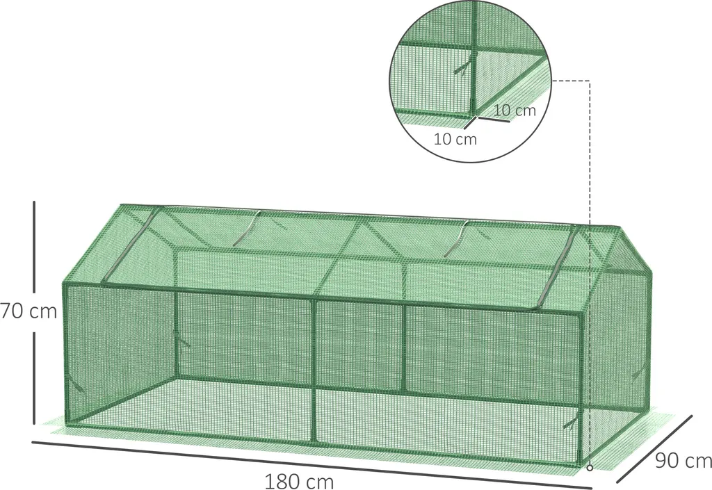Outsunny Foliegewächshaus Mit Fenster Treibhaus Tomatenhaus Frühbeet 180 X 90 X 70 Cm Grün 5 Outsunny Foliegewächshaus Mit Fenster Treibhaus Tomatenhaus Frühbeet 180 X 90 X 70 Cm Grün – Bild 3