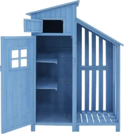 Merax Gerätehaus Gartenschrank 124x53 Cm Gerätehaus Holz Geräteschuppen Mit Spitzdach Und Einlegeböden, Blau -Günstiges Laube Lust Geschäft 0a22802cdd0dbf0bff2b4bb70da872a3