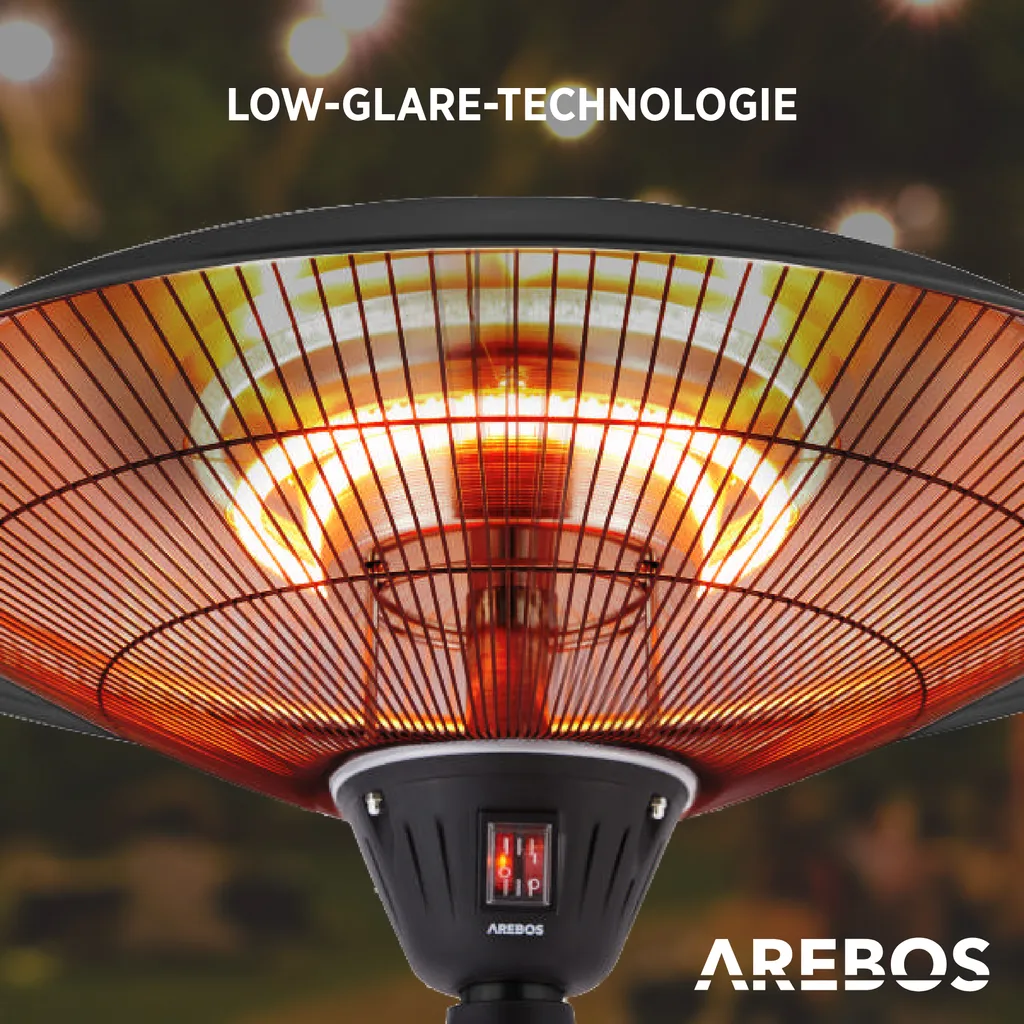 AREBOS - Standheizstrahler, Wärmelampe, Terrassenheizstrahler, 2 Heizstufen, Schwarz 9 AREBOS - Standheizstrahler, Wärmelampe, Terrassenheizstrahler, 2 Heizstufen, Schwarz – Bild 7