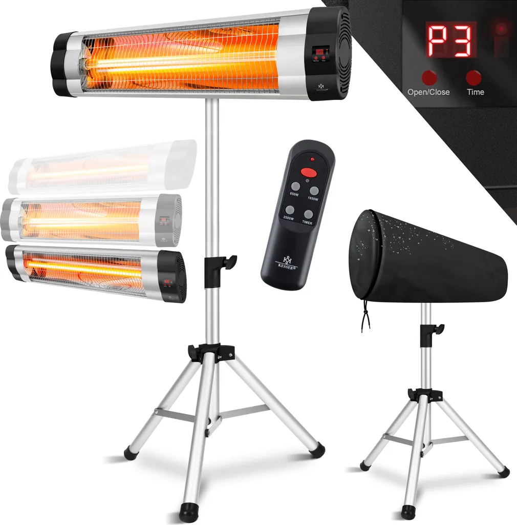 KESSER® Infrarotstrahler Heizstrahler Terrassenstrahler 2500W Mit Fernbedienung Inkl. Schutzhülle Höhenverstellbarem Teleskopstativ Wickeltischstrahler Terrassenheizer Quarzstrahler Infrarot, Leistung:2500W Mit Fernbedienung 3 KESSER® Infrarotstrahler Heizstrahler Terrassenstrahler 2500W Mit Fernbedienung Inkl. Schutzhülle Höhenverstellbarem Teleskopstativ Wickeltischstrahler Terrassenheizer Quarzstrahler Infrarot, Leistung:2500W Mit Fernbedienung
