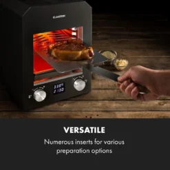 Klarstein Hannibal Hochtemperaturgrill , Indoor-Grillgerät , Leistung: 2.200 Watt , Temperatur: 200- 850 °C , Infrarot-Heizelement , CharForce System , Grillfläche: 18,5 X 30 Cm , LED-Display , Timer: Bis 60 Minuten , Außen- Und Innengehäuse Aus Edelstahl , Schwarz -Günstiges Laube Lust Geschäft 0ba2f1903a1b94ae99e37e68a27729cb
