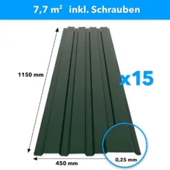 15 Stück Trapezblech 115x45 Cm Profiblech SET Inkl. Schrauben 7,7 M² Wandblech Dachblech Grün -Günstiges Laube Lust Geschäft 0beddb9ee09883d5910e0d9475810ba3