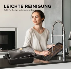 CalmDo Multifunktionspfanne 3 In 1,Elektrogrills, Elektropfanne Elektrische Partypfanne Multipfanne Mit Glasdeckel Und Einstellbare Temperatur, 1400W Leistung -Günstiges Laube Lust Geschäft 0eae6cdba439742da5f588cd52d0031c 1
