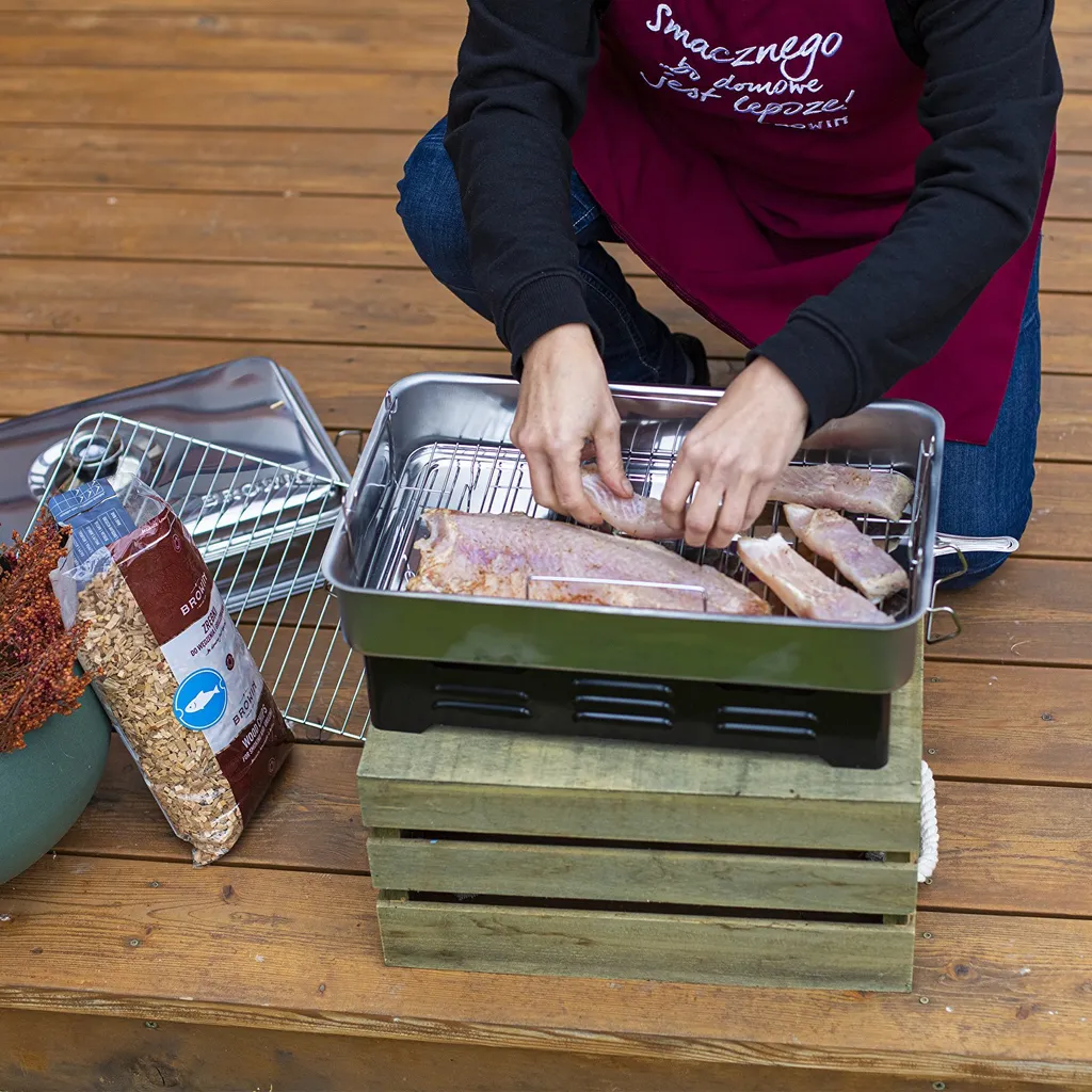 Tischräucherofen Edelstahl Räucherofen Smoker Mit Thermometer X2 Brenner BROWIN 12 Tischräucherofen Edelstahl Räucherofen Smoker Mit Thermometer X2 Brenner BROWIN – Bild 10