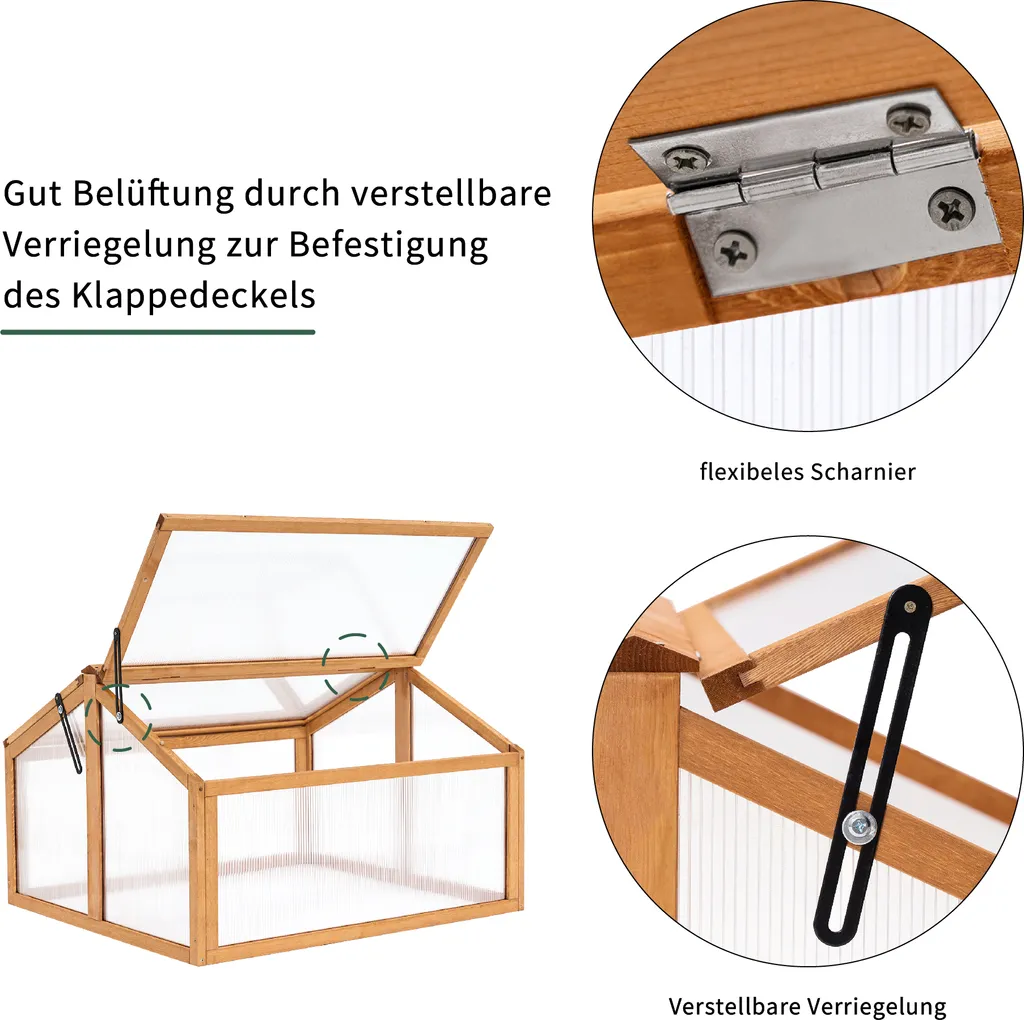 MCombo Frühbeet Gewächshaus Treibhaus 2 Dachfenster Holz Und Polycarbonat 0145 10 MCombo Frühbeet Gewächshaus Treibhaus 2 Dachfenster Holz Und Polycarbonat 0145 – Bild 8