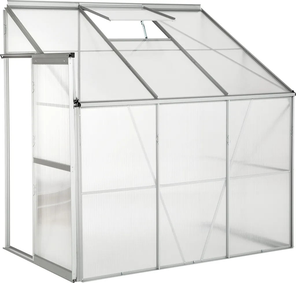 Tectake Anlehngewächshaus Aus Aluminium Ohne Fundament 192x128x202cm - Transparent 4 Tectake Anlehngewächshaus Aus Aluminium Ohne Fundament 192x128x202cm - Transparent – Bild 2