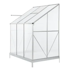 Juskys Aluminium Anlehn-Gewächshaus 2,4 M² – Treibhaus Mit Schiebetür, Fenster Zum Lüften & Stahl-Fundament – Stabiles Pflanzenhaus Für Garten -Günstiges Laube Lust Geschäft 0f6cba2d364239f01c6eca2151305cf5