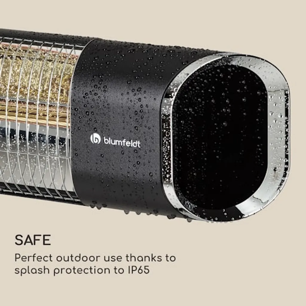 Blumfeldt Dark Wave Infrarotstrahler, Heizstrahler Terrasse, MinimalGlare Heating Tube: Goldbeschichtete Carbonröhre, 9 Heizstufen, Timer, IP65, LED-Display, Deckenheizstrahler Mit 2000 W 11 Blumfeldt Dark Wave Infrarotstrahler, Heizstrahler Terrasse, MinimalGlare Heating Tube: Goldbeschichtete Carbonröhre, 9 Heizstufen, Timer, IP65, LED-Display, Deckenheizstrahler Mit 2000 W – Bild 9