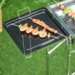 Outsunny Holzkohlegrill Grill BBQ Standgrill Holzkohle Kohlegrill Gartengrill, Edelstahl, Silber, 104 X 30 X 68 Cm -Günstiges Laube Lust Geschäft 1279c13240efb1863013bc9f8e34582e