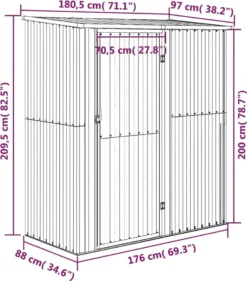 VidaXL Geräteschuppen Grau 180,5x97x209,5 Cm Verzinkter Stahl -Günstiges Laube Lust Geschäft 12ed4bad394ba10f24e588b035d20d61 1