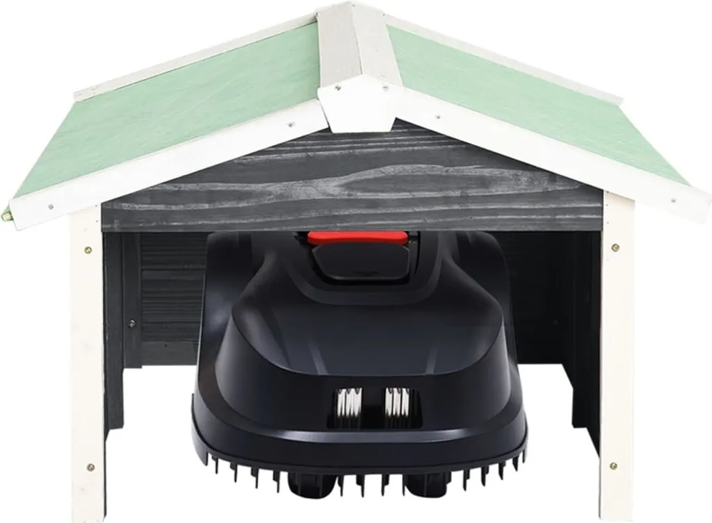 VidaXL Roboter-Rasenmäher Garage 72x87x50 Cm Grau Weiß Tannenholz 5 VidaXL Roboter-Rasenmäher Garage 72x87x50 Cm Grau Weiß Tannenholz – Bild 3