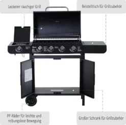 Outsunny Gasgrill BBQ Grillwagen Mit 4 Brennern 1 Seitenbrenner Schrank Multifunktion Metall Schwarz 125 X 51 X 100 Cm 18 Outsunny Gasgrill BBQ Grillwagen Mit 4 Brennern 1 Seitenbrenner Schrank Multifunktion Metall Schwarz 125 X 51 X 100 Cm -Günstiges Laube Lust Geschäft 132416f2e8b2f473474e695ac40ee493
