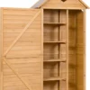 COSTWAY Gartenschrank Mit Satteldach Gerätehaus Wetterfest Geräteschuppen Werkzeugschrank Holz Geräteschrank 177x80x45cm