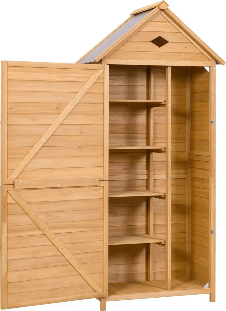 COSTWAY Gartenschrank Mit Satteldach Gerätehaus Wetterfest Geräteschuppen Werkzeugschrank Holz Geräteschrank 177x80x45cm 3 COSTWAY Gartenschrank Mit Satteldach Gerätehaus Wetterfest Geräteschuppen Werkzeugschrank Holz Geräteschrank 177x80x45cm
