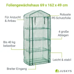 Juskys Foliengewächshaus Aufrollbare Tür – Kompaktes Gewächshaus Für Pflanzen - Stabiles Balkon Treibhaus Mit 4 Ebenen, Großem Eingang, PE-Abdeckung 18 Juskys Foliengewächshaus Aufrollbare Tür – Kompaktes Gewächshaus Für Pflanzen - Stabiles Balkon Treibhaus Mit 4 Ebenen, Großem Eingang, PE-Abdeckung -Günstiges Laube Lust Geschäft 1517a17f8ef83f7e75ef5551142470bb