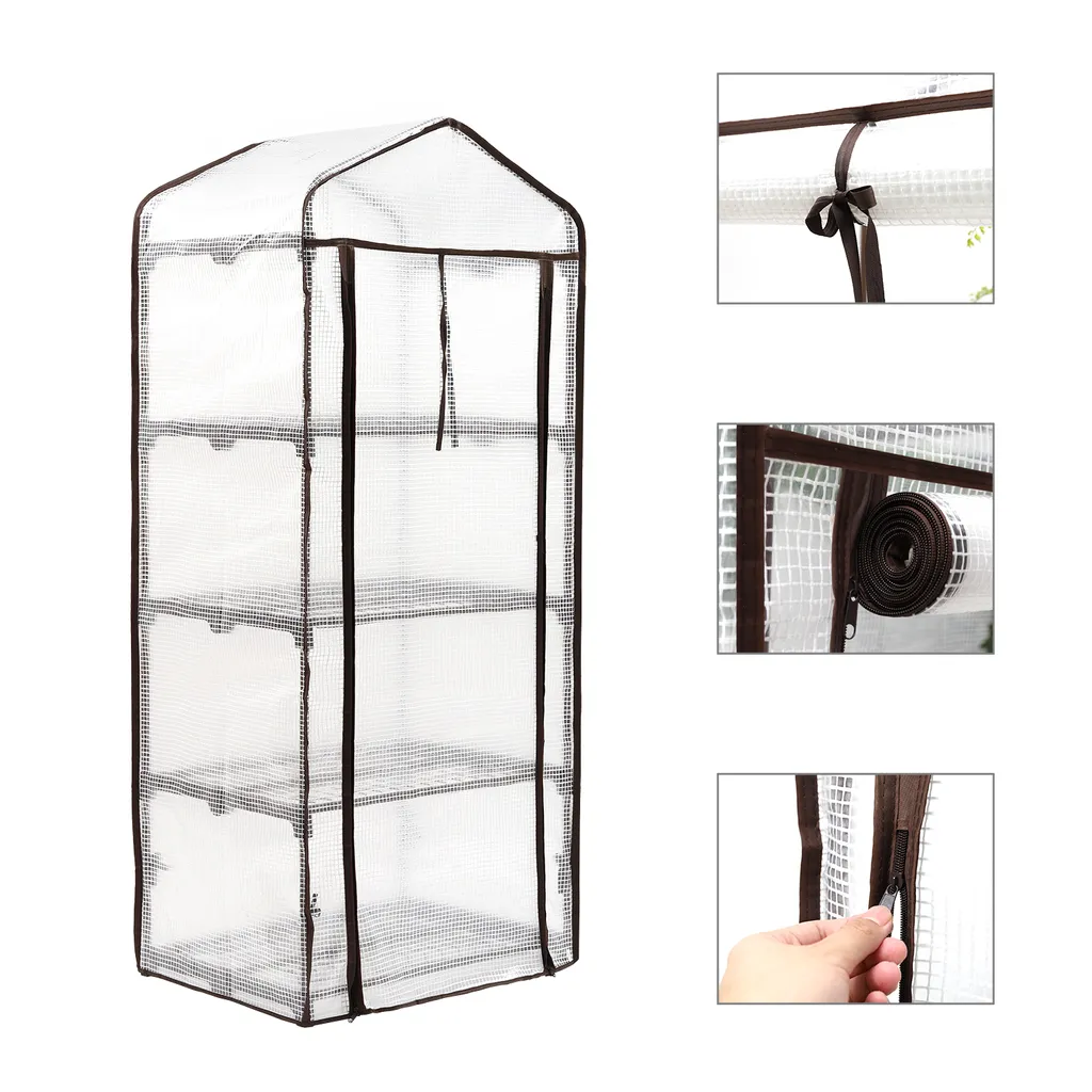 Sekey Premium Foliengewächshaus Mit 4 Etagen - 69 X 49 X 158 Cm - Treibhaus Mit 4 Regalen - Platzsparend - Hochwertiges Anzuchthaus - Weiß 4 Sekey Premium Foliengewächshaus Mit 4 Etagen - 69 X 49 X 158 Cm - Treibhaus Mit 4 Regalen - Platzsparend - Hochwertiges Anzuchthaus - Weiß – Bild 2