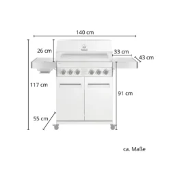TAINO PLATINUM 4+2 Gasgrill Komplett Edelstahl 4-Brenner Silber Grillwagen BBQ Keramik-Brenner Backburner Sizzle-Zone Piezozündung Seitenkocher Gusseisen-Roste Set Inkl. Zubehör 21 TAINO PLATINUM 4+2 Gasgrill Komplett Edelstahl 4-Brenner Silber Grillwagen BBQ Keramik-Brenner Backburner Sizzle-Zone Piezozündung Seitenkocher Gusseisen-Roste Set Inkl. Zubehör -Günstiges Laube Lust Geschäft 1587deee272c6263085b58981e4b98f3