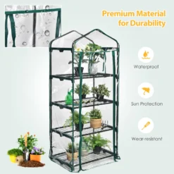COSTWAY Mini Gewächshaus Mit 4 Etagen, Foliengewächshaus Winterfest, PVC Gewächshausabdeckung, Anzuchthaus Mit Reißverschluss, Gartenhaus Für Garten Balkon Outdoor (70x49x159cm, Transparent) -Günstiges Laube Lust Geschäft 15a8bd6dc1b1e8a25efa225db7e9a379