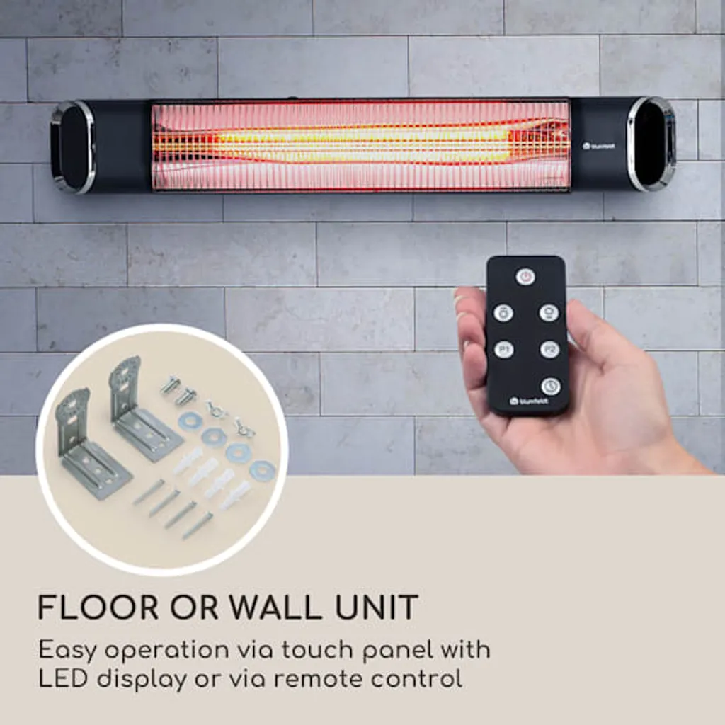 Blumfeldt Dark Wave Infrarotstrahler, Heizstrahler Terrasse, MinimalGlare Heating Tube: Goldbeschichtete Carbonröhre, 9 Heizstufen, Timer, IP65, LED-Display, Deckenheizstrahler Mit 2000 W 10 Blumfeldt Dark Wave Infrarotstrahler, Heizstrahler Terrasse, MinimalGlare Heating Tube: Goldbeschichtete Carbonröhre, 9 Heizstufen, Timer, IP65, LED-Display, Deckenheizstrahler Mit 2000 W – Bild 8