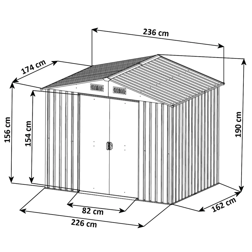 Zelsius Geräteschuppen Mit Schiebetür (B) 236 X (T) 174 X (H) 190 Cm | Anthrazit 4 Zelsius Geräteschuppen Mit Schiebetür (B) 236 X (T) 174 X (H) 190 Cm | Anthrazit – Bild 2