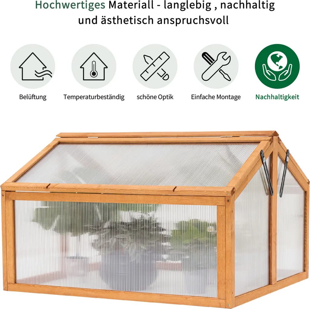 MCombo Frühbeet Gewächshaus Treibhaus 2 Dachfenster Holz Und Polycarbonat 0145 12 MCombo Frühbeet Gewächshaus Treibhaus 2 Dachfenster Holz Und Polycarbonat 0145 – Bild 10