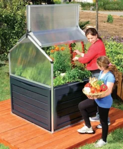 Palram Hochbeet Gewächshaus Plant Inn - Maße Aufgebaut: Ca. 118 X 146,5 X 118 Cm - Farbe: Silber