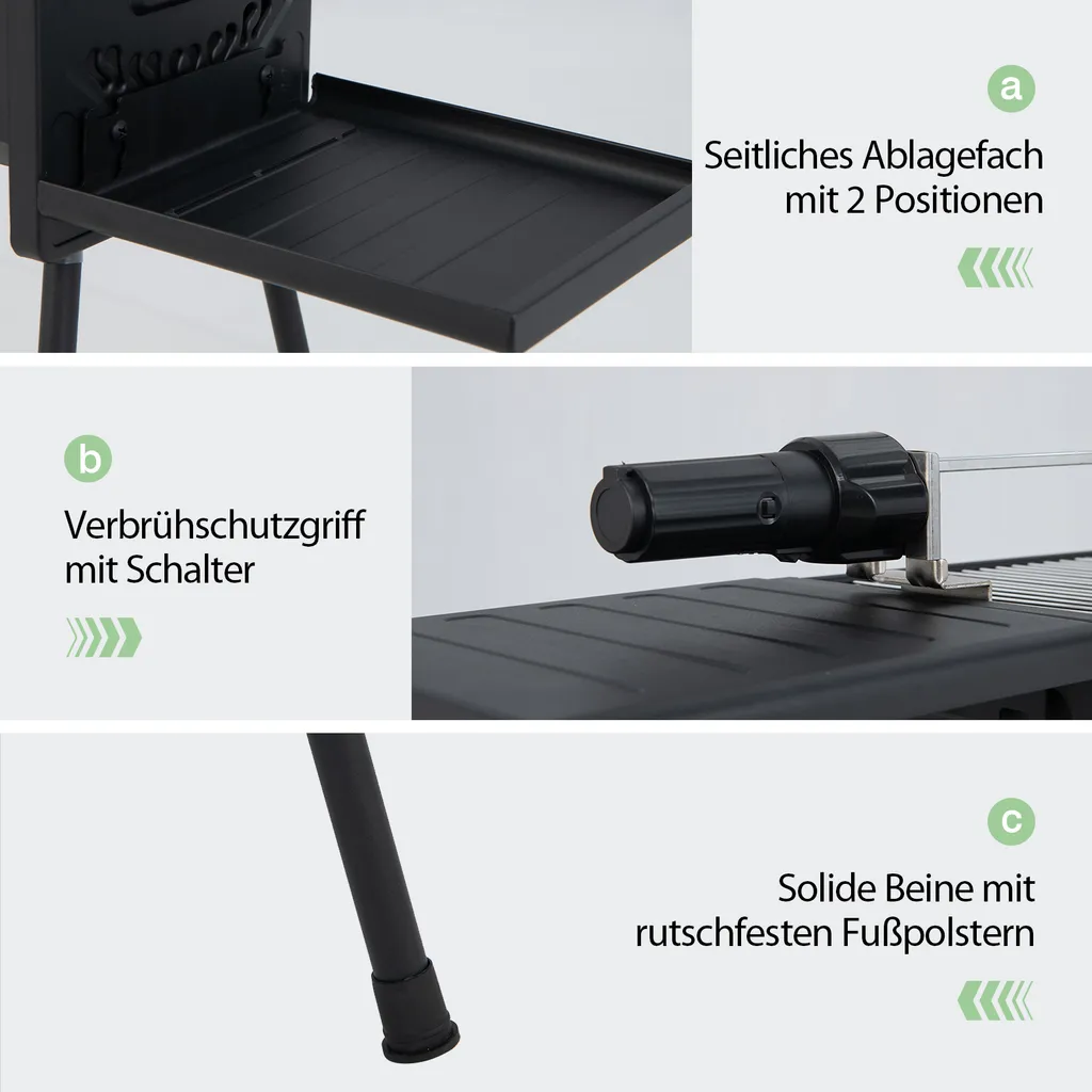 COSTWAY Tragbarer Holzkohlegrill Mit Elektrischer Bratgabel, Leichte Outdoor-Grill, Abnehmbaren Beinen, Campinggrill Für BBQ, Camping, Picknick, Party, Garten, Grillfläche: Ca. 46 X 20 Cm 7 COSTWAY Tragbarer Holzkohlegrill Mit Elektrischer Bratgabel, Leichte Outdoor-Grill, Abnehmbaren Beinen, Campinggrill Für BBQ, Camping, Picknick, Party, Garten, Grillfläche: Ca. 46 X 20 Cm – Bild 5