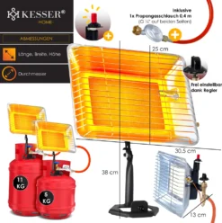 KESSER® Gasheizer Heizstrahler Gas Aufsatz Strahler Inkl. Piezo Zündung Schlauch & Regler Flaschenhalterung Gasheizstrahler Aufsatzheizstrahler Betrieben Mit Propan - Gas Für 5 Kg Oder 11 Kg Flaschen, Farbe:Silber -Günstiges Laube Lust Geschäft 1b169da7ef79170471ef81b20bf3c62a