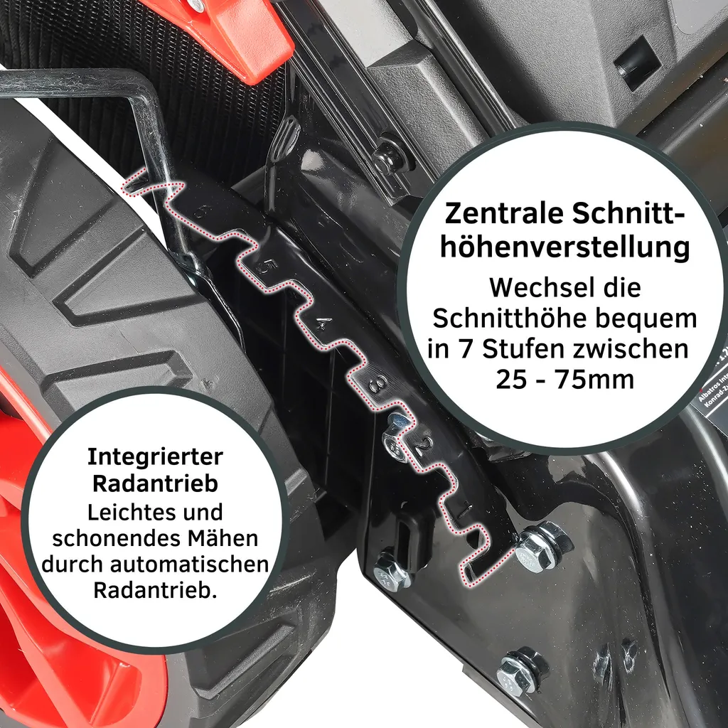 STAHLMANN Rasenmäher Benzin Mit Antrieb BR530 – 6,0PS 4,4kW Benzin Rasenmäher Mit Antrieb, 53cm Schnittbreite, Mulchfunktion, Schnitthöhenverstellung, Easy Clean Anschluss, Große Räder, 60L Korb 7 STAHLMANN Rasenmäher Benzin Mit Antrieb BR530 – 6,0PS 4,4kW Benzin Rasenmäher Mit Antrieb, 53cm Schnittbreite, Mulchfunktion, Schnitthöhenverstellung, Easy Clean Anschluss, Große Räder, 60L Korb – Bild 5