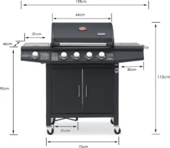 TAINO RED 4+1 Gasgrill Schwarz 4 Edelstahl Brenner Seitenkocher - Weiterentwicklung Des TAINO 4+1 PRO -Günstiges Laube Lust Geschäft 1c679b18ca21e88360b4a2e926b6c921