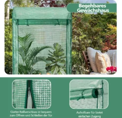 COSTWAY Gewächshaus Für Tomaten, 100x50x170cm, Foliengewächshaus Mit PE Gitterfolie, Gartengewächshaus Mit Aufrollbarer Reißverschlusstür, Tomatenhaus Klein & Begehbar, Stahlrahmen (grün) -Günstiges Laube Lust Geschäft 1d2eb7dba1fe0c23351283ba008d9b96