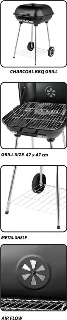 Holzkohlegrill Mit Deckel Räder Belüftung Gartengrill Grill 46x47 Cm 9 Holzkohlegrill Mit Deckel Räder Belüftung Gartengrill Grill 46x47 Cm – Bild 7