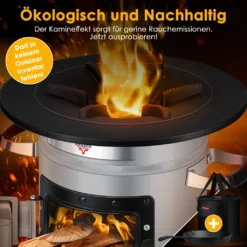KESSER® Raketenofen Inkl. Grillpfanne Aus Gusseisen Mit Tragetasche Dutch Oven BBQ Rakete Holzofen Camping Campingkocher Campinggrill, Edelstahl, Farbe:Grau -Günstiges Laube Lust Geschäft 1ecb44a035319f40237935fc018df0fe